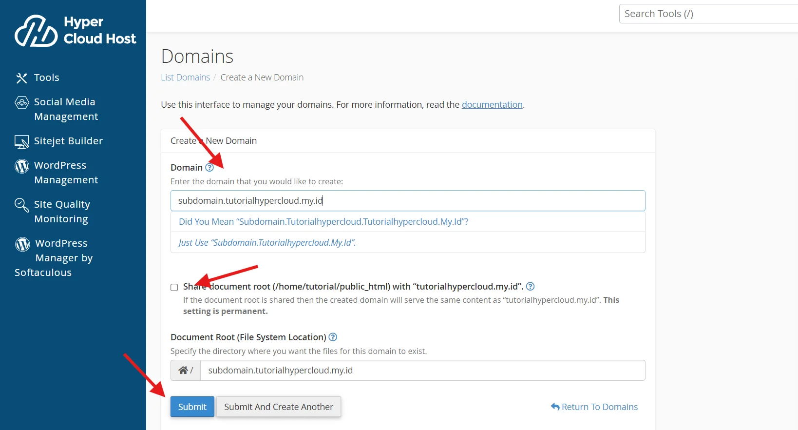form subdomain