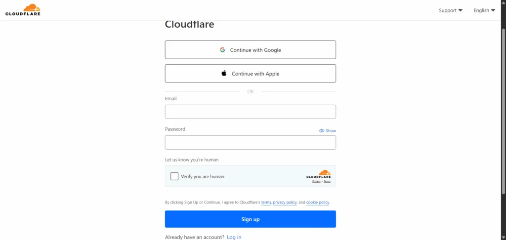 Page Daftar Cloudflare